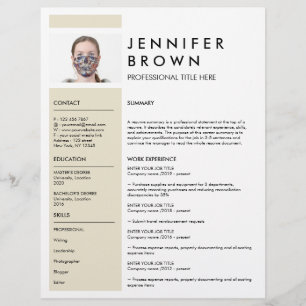 Gul Minimal CV med Fotografi
