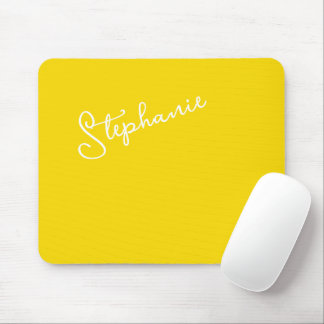 Gul minimalist personlig modernt namn med script musmatta