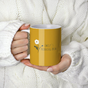 Gul minimalist tusenskönas & text modern bondgård kaffemugg