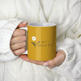Gul minimalist tusenskönas & text modern bondgård kaffemugg