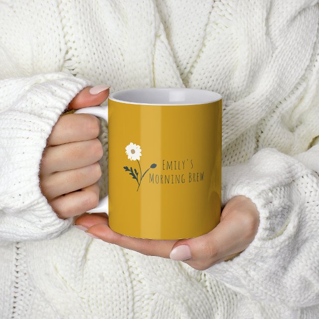 Gul minimalist tusenskönas & text modern bondgård kaffemugg (Skapare uppladdad)
