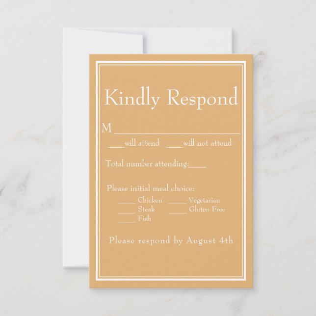 Gul minimalistisk modern bröllops-RSVP-kort OSA Kort (Framsida)