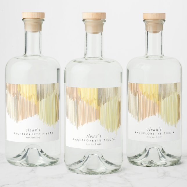 Gul Modern Franj Bröllopsfest För Ogifta Kvinnor Spritflaskor Etikett (Flaskor)