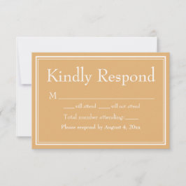 Gul Modern Minimalistisk Bröllops-RSVP-Kort Tack Kort
