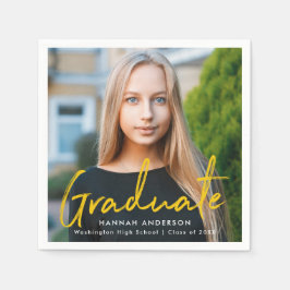 Gul | Modern Penselskriptfoto Studenten Pappersservett