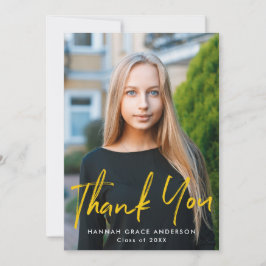 Gul | Modern Penselskriptfoto Studenten Tack Kort