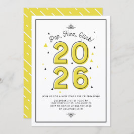 Gul Modern Typografi 2022 Nyårsafton Fest Inbjudningar
