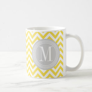 Gul Monogram för sparresicksackpersonlig Kaffemugg