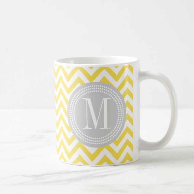 Gul Monogram för sparresicksackpersonlig Kaffemugg (Höger)