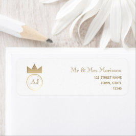 Gul monogram returadress etikett
