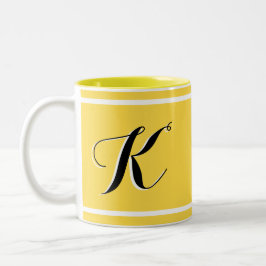 Gul monogram tvåtons kaffekopp