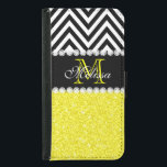 GUL MONOGRAMMED GLITTERSVARTSPARRE SAMSUNG GALAXY S5 PLÅNBOKSFODRAL<br><div class="desc">FLICKAKTIGT UTSKRIVAVET LJUST GULT GLITTER (VERKSTÄLLA),  MED DET SVARTVITA SPARREMÖNSTER SOM ÄR MONOGRAMMED MED DITT NAMN,  DIN INITIALT ELLER MONOGRAM PÅ EN SVART RAND ELLER MUSIKBAND MED EN GRÄNS AV UTSKRIVAVNA VITDIAMANTER. TRENDIG KALL GULLIG DESIGN FÖR CHIC FÖR HENNE,  TRENDSETTEREN,  FASHIONISTAEN</div>