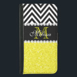 GUL MONOGRAMMED GLITTERSVARTSPARRE SAMSUNG GALAXY S5 PLÅNBOKSFODRAL<br><div class="desc">FLICKAKTIGT UTSKRIVAVET LJUST GULT GLITTER (VERKSTÄLLA),  MED DET SVARTVITA SPARREMÖNSTER SOM ÄR MONOGRAMMED MED DITT NAMN,  DIN INITIALT ELLER MONOGRAM PÅ EN SVART RAND ELLER MUSIKBAND MED EN GRÄNS AV UTSKRIVAVNA VITDIAMANTER. TRENDIG KALL GULLIG DESIGN FÖR CHIC FÖR HENNE,  TRENDSETTEREN,  FASHIONISTAEN</div>