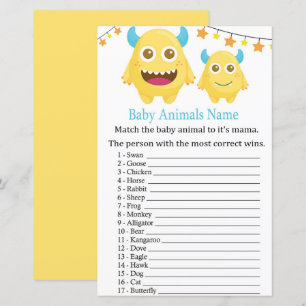 Gul monsterbaby djur Namnlek