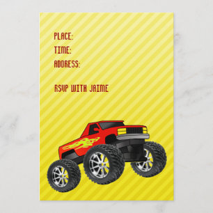 Gul monstertruck inbjudan