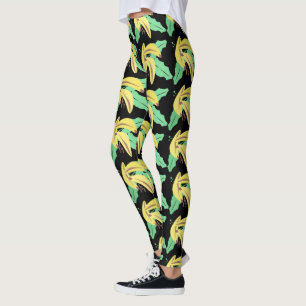 Gul Mönstrad Leggings med Bananknippe