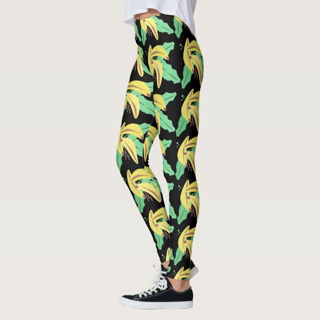 Gul Mönstrad Leggings med Bananknippe (Vänster)
