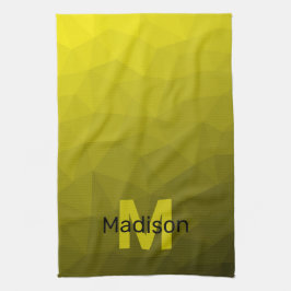 Gul mörk ombre geometrisk mesh-monogram kökshandduk