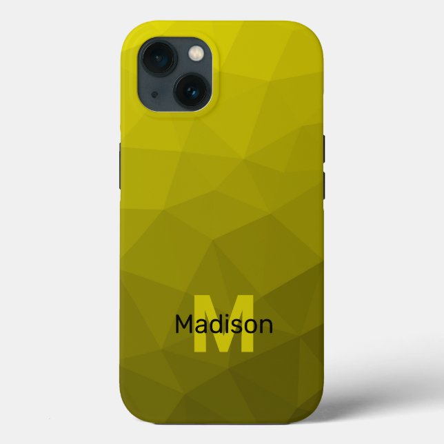 Gul mörk ombre geometrisk mesh-mönster Monogram (Baksida)