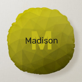 Gul mörk ombré geometrisk mesh-mönster Monogram Rund Kudde