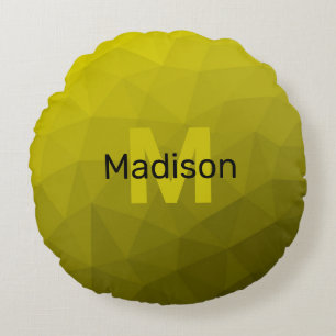 Gul mörk ombré geometrisk mesh-mönster Monogram Rund Kudde