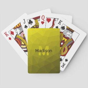Gul mörk ombré geometrisk nätmönster Monogram Casinokort