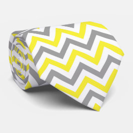 Gul Mörkgrå Vit Stor Chevron Grå Namn Monogram Slips