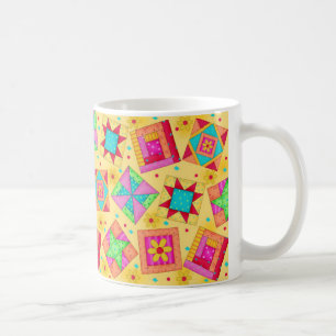 Gul mugg för Patchworktäckedesign