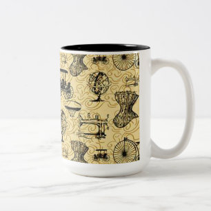 Gul mugg för Steampunk mönsterkaffe