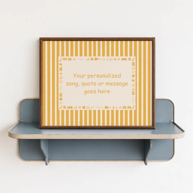 Gul Musiknotaffisch - Anpassad Present Poster (Yellow Music Note Poster - close-up view (frame/decor not included)
)