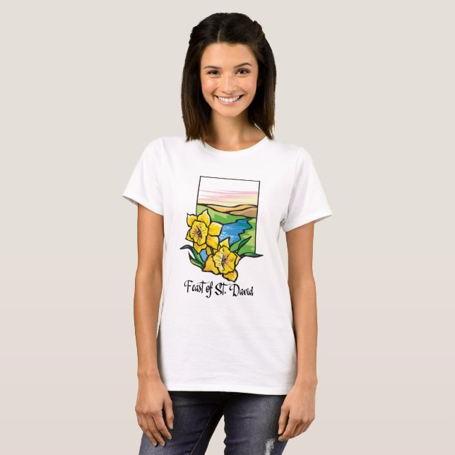 Gul näckros på St. Davids dag T Shirt (Hel framsida)