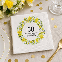 Gul Narciss 50-års Födelsedagsfest Pappersservett
