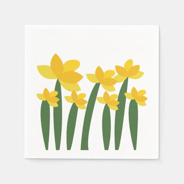 Gul Narciss Blommig Blomma Fest Pappersservett (Framsidan)