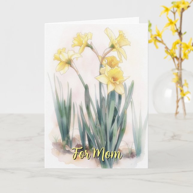 Gul Narciss Blommig Konst Mors Dag Kort (Gul blomma)