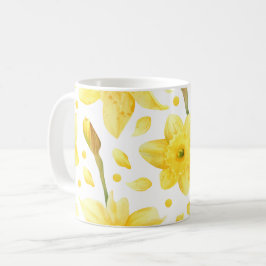 Gul Narciss Blommig Vårträdgårdsmönster Kaffemugg