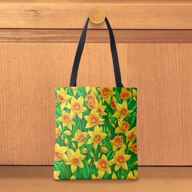 Gul Narciss Totebag Tygkasse (Tote bag with yellow daffodils)