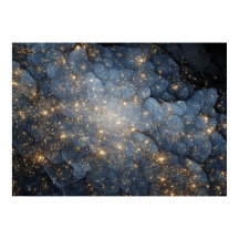 Gul Nebula Gnistrar Midnattsblå Kosmos