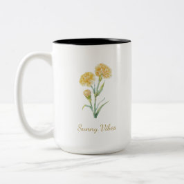 Gul Nejlik Botanisk Akvarell Anpassat Namn Två-Tonad Mugg