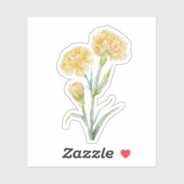 Gul Nejlik Botanisk Akvarell Lavendel Klistermärken