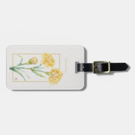 Gul Nejlik Botaniskt Akvarell Anpassat Namn Bagagebricka