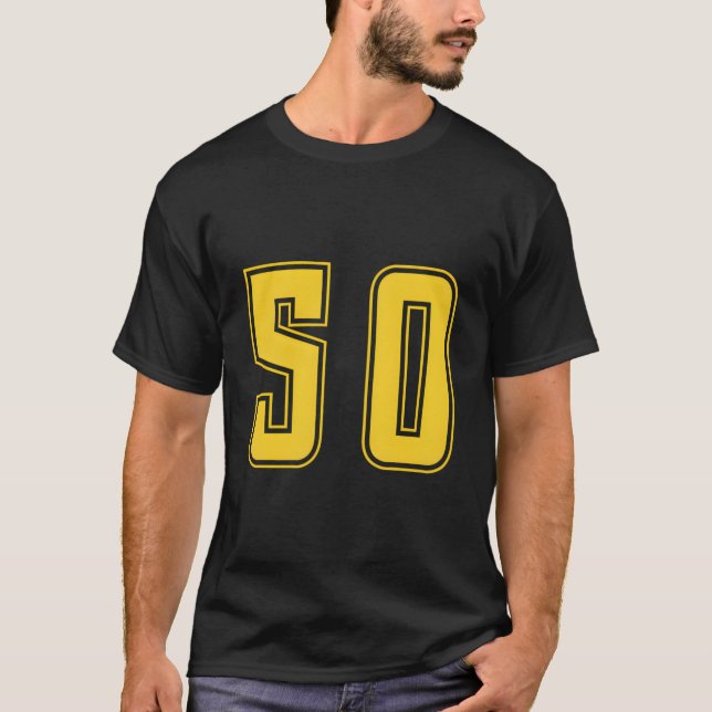 Gul Nummer 50 Team Junior Sport Numrerad Enhet T Shirt (Framsida)