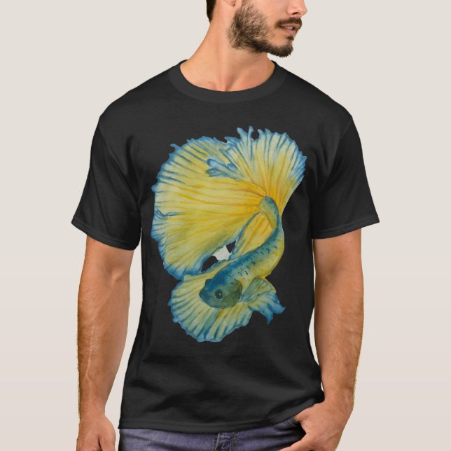 Gul och blå Betta-fisk T Shirt (Framsida)