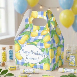 Gul och blå citron gingham specialdesign presentaskar