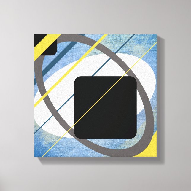Gul och blå geometrisk design inklädd canvas (Framsida)