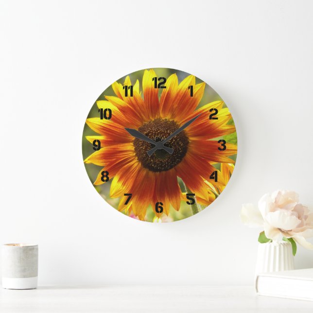 Gul och brons Solros Blomma Stor Klocka (Hem)