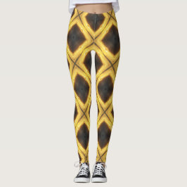Gul och brun diamantmönster leggings