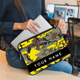 Gul och Brun Kamouflage Ditt namn Anpassa Laptop Fodral