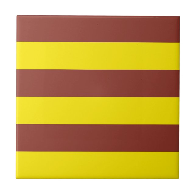Gul och brun randig design kakelplatta (Framsidan)