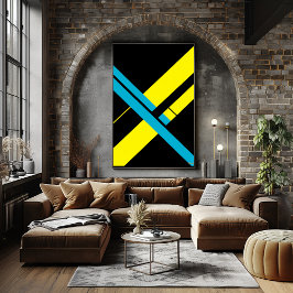 Gul och cyan X Bauhaus minimalistisk design Poster