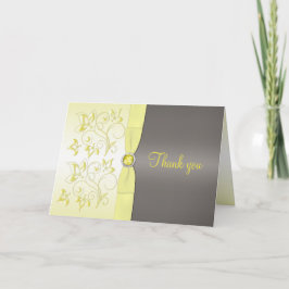 Gul och grå blomstergratulationskort tack kort
